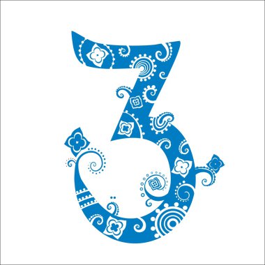 Stylized number three symbol design clipart