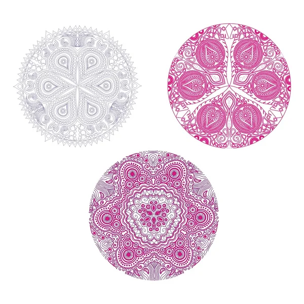 Set of cute vector circle ornament laces — Stock Vector
