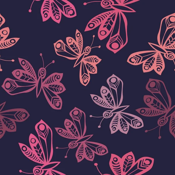 Textura sem costura com borboletas — Vetor de Stock