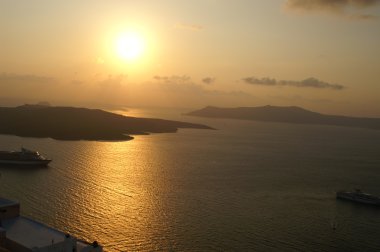 Sunset bulvarında bir Yunan Adası santorini