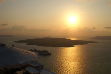 Sunset bulvarında bir Yunan Adası santorini