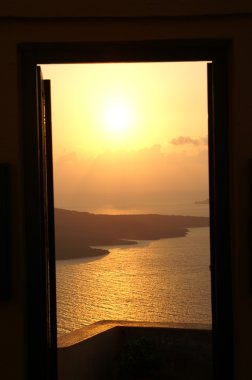 Sunset bulvarında bir Yunan Adası santorini