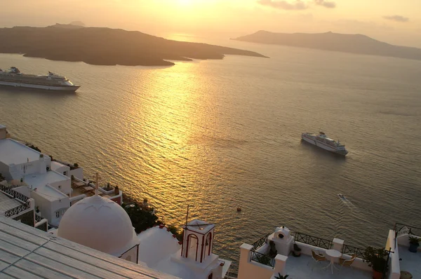 Sunset on a greek island santorini — Stock Photo, Image