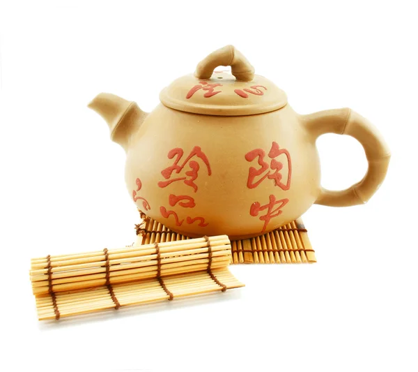 Japanese teapod and wooden stand — Stock Photo, Image