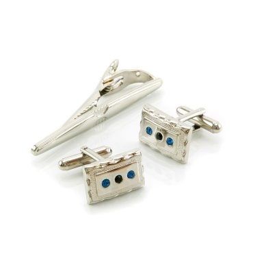 Cuff links and a tie-pin isolated clipart