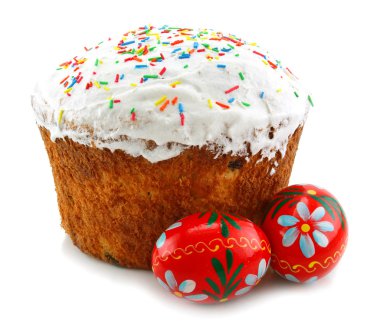 Easter cake and eggs isolated clipart