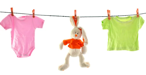 Een konijn en linnen geïsoleerd — Stockfoto