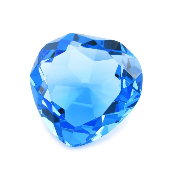 Kształcie serca niebieski kryształ na białym tle — Zdjęcie stockowe