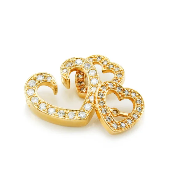 Καρδιά-διαμορφωμένα κοσμήματα (καρφίτσα και σκουλαρίκι — Φωτογραφία Αρχείου