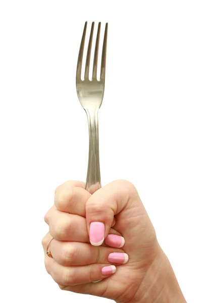 Vrouw hand met een vork — Stockfoto