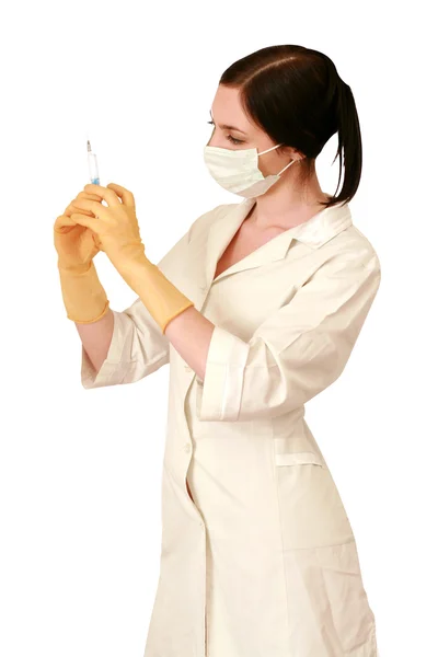 Beyaz bir elbise içinde doktor — Stok fotoğraf