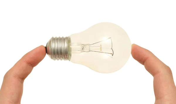 Fingers holding the light bulb — Stock Photo, Image