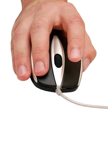 Компьютер мышь и рука — стоковое фото