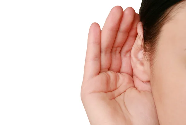 Mulher ouvindo fofocas — Fotografia de Stock