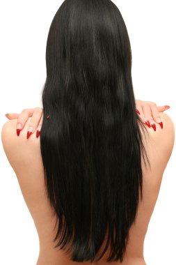 Woman with long hair is back clipart