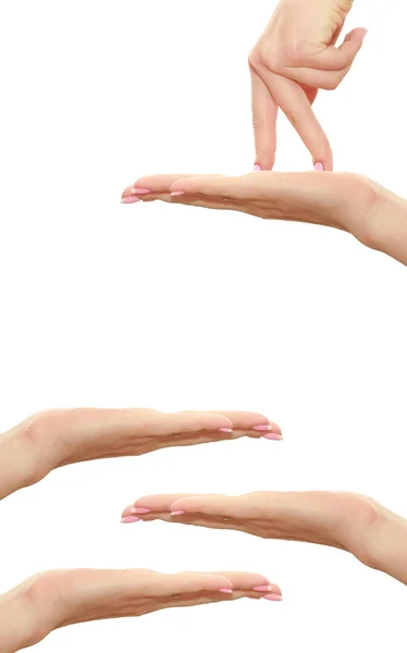 Os dedos caminham na palma da mão — Fotografia de Stock
