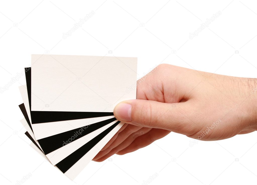 Contrast business card in hand
