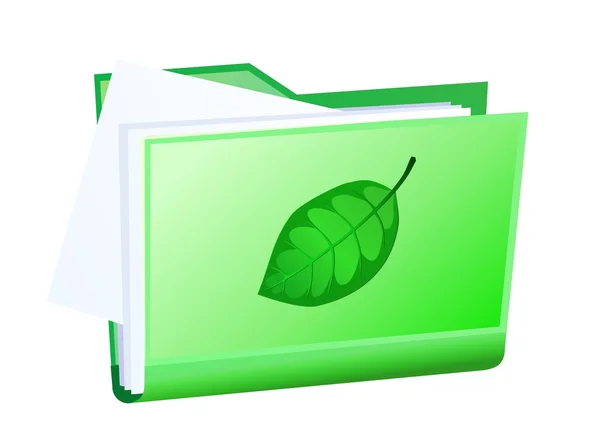 Vector folder with a green leaf — Stock Vector