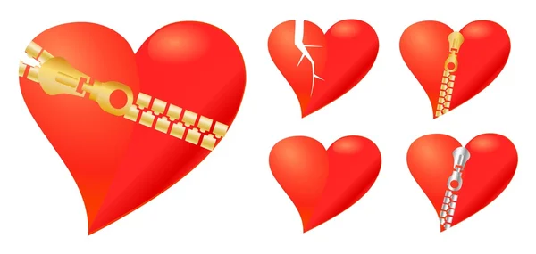 Kolekce milující srdce — Stockový vektor
