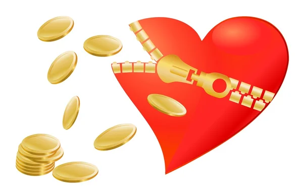 Read heart and cold money — Stock Vector