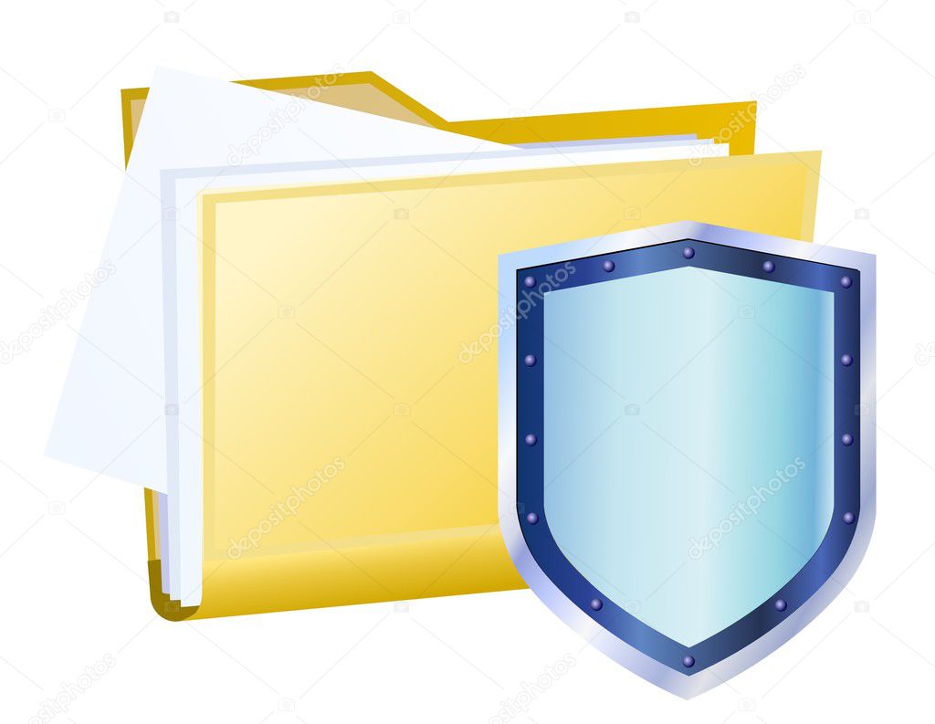 Protected yellow vector file folder