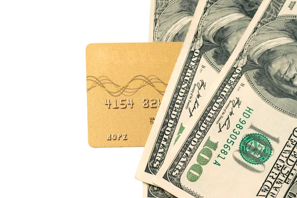 Gold credit card and dollars — Stock Photo, Image