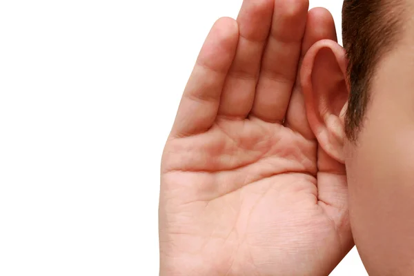 Homem ouve fofocas — Fotografia de Stock