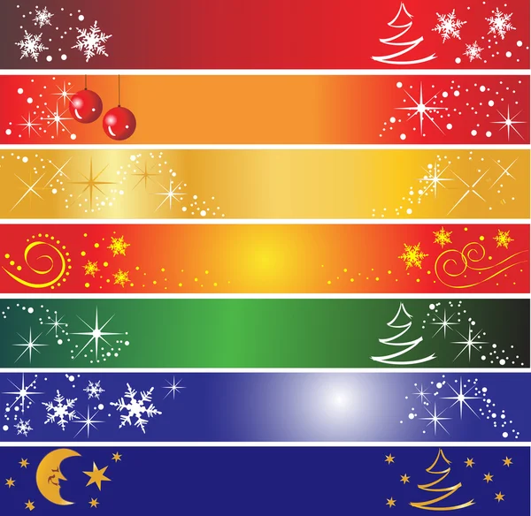 7 banderas de Navidad — Vector de stock