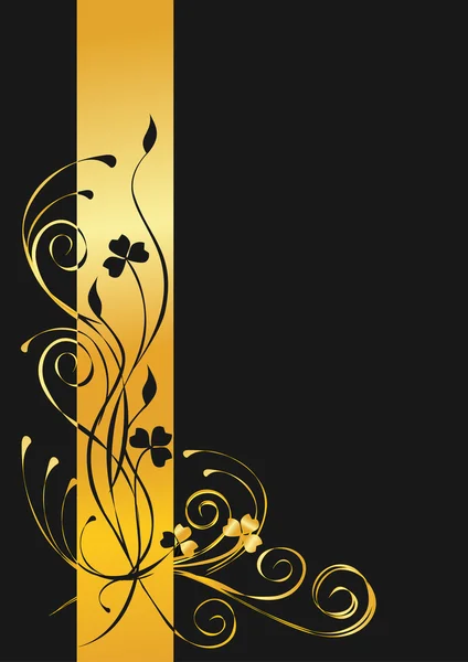 Μαύρο και χρυσό φόντο λουλουδιών — Διανυσματικό Αρχείο