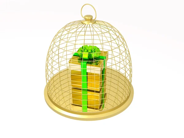 Gift box in the cage — Stock Photo, Image