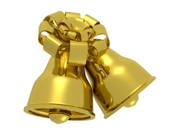 Two bells with gold bow — Stock Photo, Image