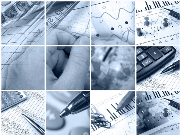 Business collage (blå) — Stockfoto