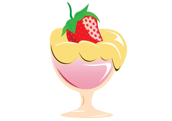 Ice cream in a glass strawberries — Stock Vector