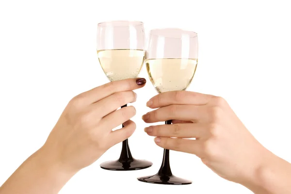 Duas mãos com copos de vinho Fotografias De Stock Royalty-Free