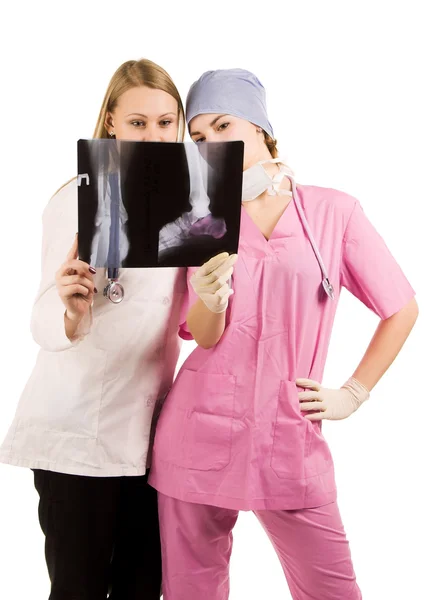 Lekarz i pielęgniarka na zadanie — Zdjęcie stockowe