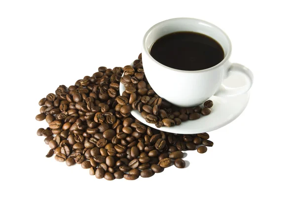La taza de café y frijoles —  Fotos de Stock