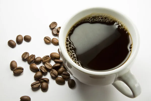 A xícara de café e feijão — Fotografia de Stock