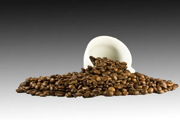 A xícara de café e feijão — Fotografia de Stock