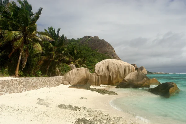 Playa Seychelles. Isla La Digue . — Foto de Stock