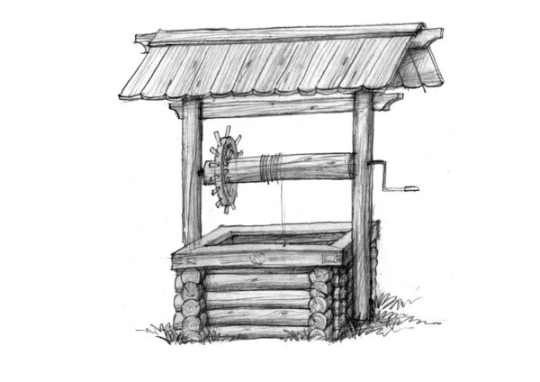 Деревянный колодец — стоковое фото