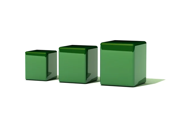 Üç yeşil küp — Stok fotoğraf