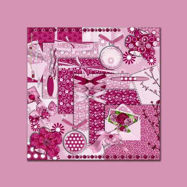 Růžové dámské koláž — Stock fotografie