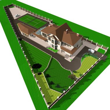 Country house with a plot clipart