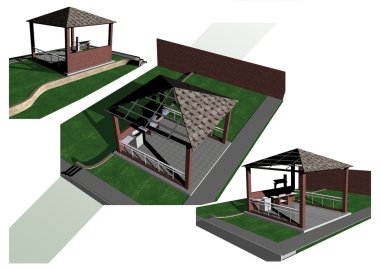 Arbor with kitchen clipart