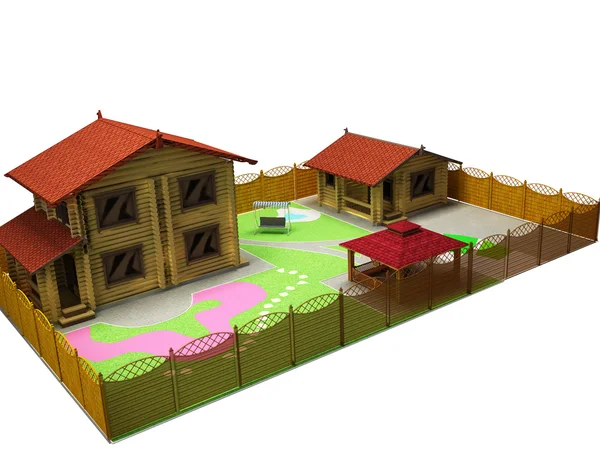 Private house with a plot — Stock Image Private house with a plot Royalty Free Stock Photos