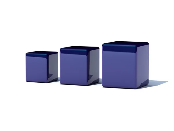 3 블루 큐브 — 스톡 사진