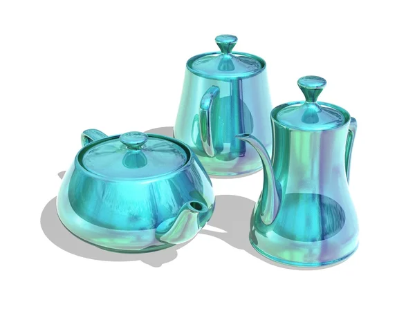 Três bules de chá — Fotografia de Stock