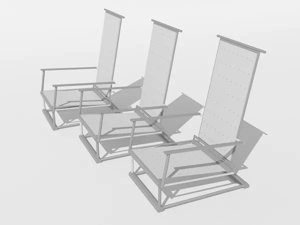 Drei graue Stühle — Stockfoto