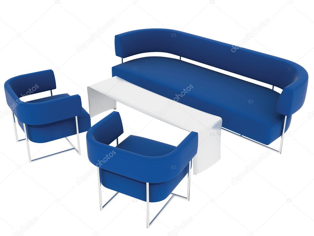 A set of blue furniture