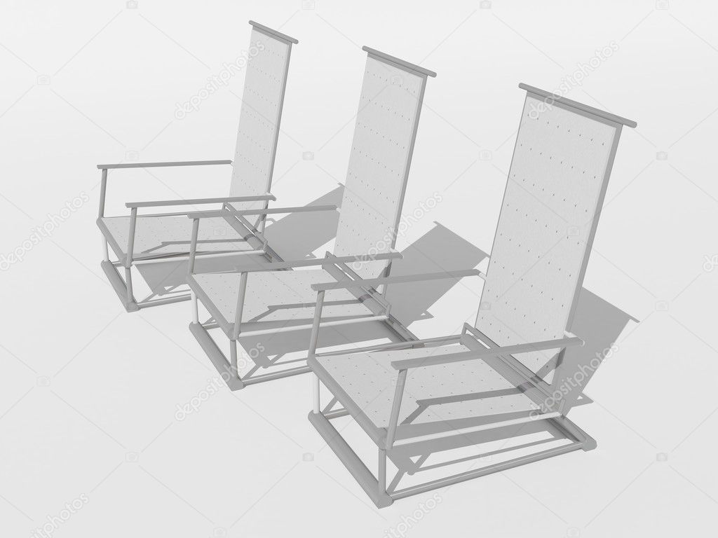 Three gray chairs